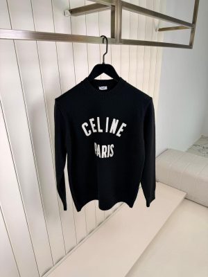 Celine Embroidered Knitted Sweater Black