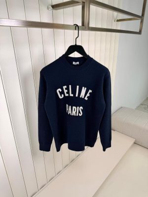 Celine Embroidered Knitted Sweater Navy Blue