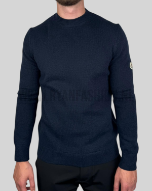 Moncler Knitted Wool Logo Sweater Navy