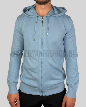 Hermes Cashmere Hooded Jacket Light Blue