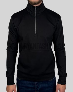 Moncler Logo Half Zipped Sweater Black