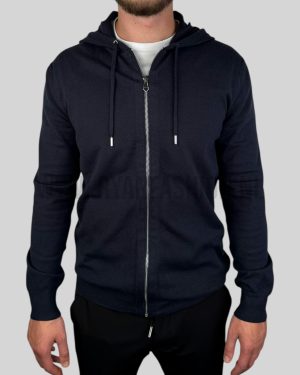 Hermes Cashmere Hooded Jacket Navy Blue