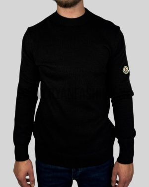Moncler Knitted Wool Logo Sweater Black