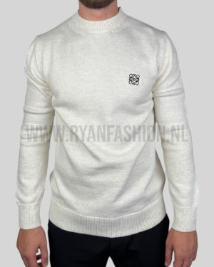 Loewe Knitted Wool Logo Sweater Ecru