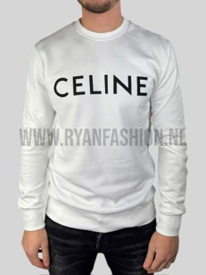 Celine Logo Sweater White