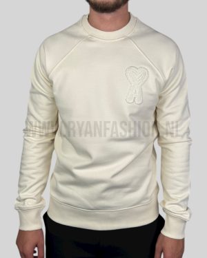 Ami Paris Embroidered Logo Sweater Ecru