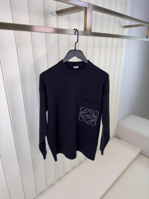 Loewe Anagram Embroidered Knitted Sweater Black