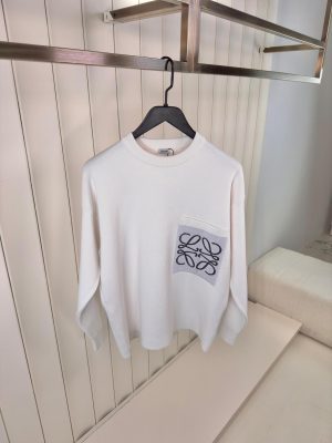 Loewe Anagram Embroidered Knitted Sweater White