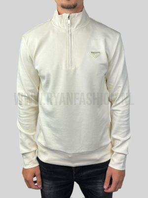 Prada Half Zipped Sweater Ecru