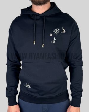 Louis Vuitton Embroidered Signature Hoodie Navy Blue