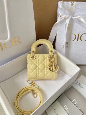 Christian Dior Micro Lady Bag Light Yellow