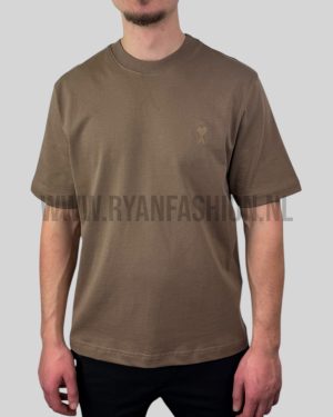 Ami Paris Logo T-Shirt Brown