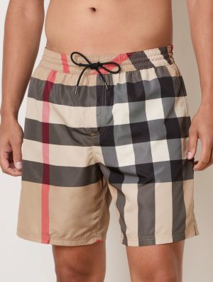 Burberry Geruite Zwembroek Beige