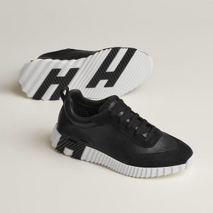 Hermes Bouncing Sneaker Black Leather Suede