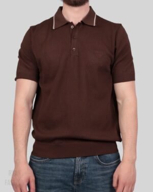 Prada Silk And Cotton Polo Shirt Brown