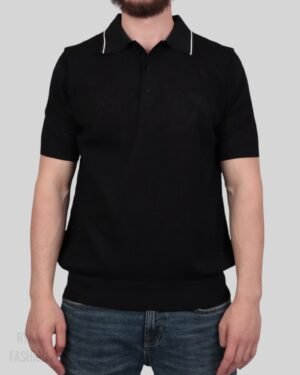 Prada Silk And Cotton Polo Shirt Black