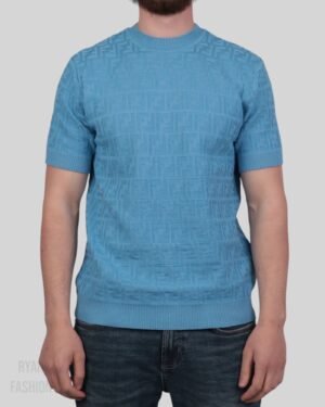 Fendi Designer Knitted T-Shirt Blue