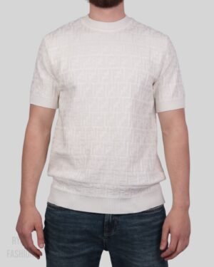 Fendi Designer Knitted T-Shirt White