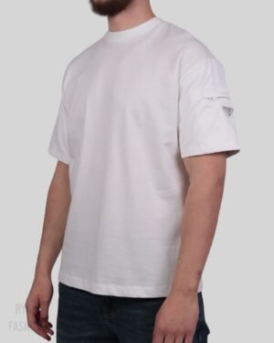 Prada Re-Nylon And Cotton Logo Shirt White