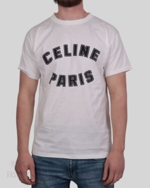 Celine Paris Logo Printed T-Shirt White