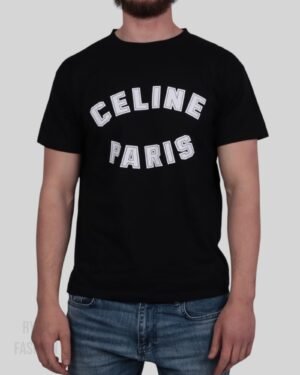 Celine Paris Logo Printed T-Shirt Black