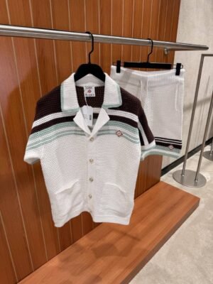 Casablanca Tennis Cotton Crochet Short Set Brown Mint