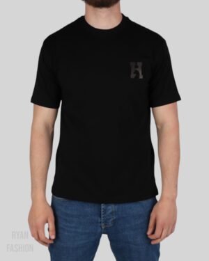 Hermes Leather H Cotton T-Shirt Black
