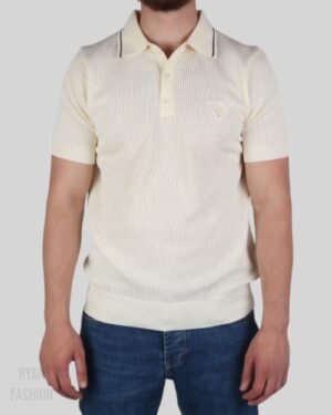 Prada Silk And Cotton Polo Shirt Beige