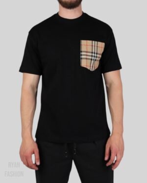 Burberry Check Pocket Cotton T-Shirt Black