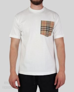 Burberry Check Pocket Cotton T-Shirt White