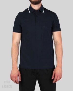 Hermes Piqures Sellier Polo Shirt Navy Blue