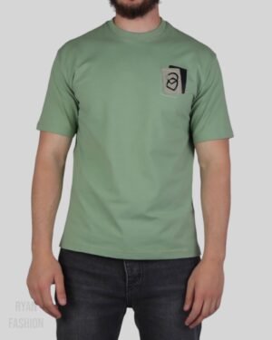 Hermes With Leather Detail T-Shirt Light Green