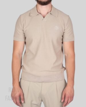 Loro Piana Silk and Linen Polo Shirt Beige