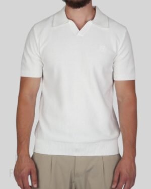 Loro Piana Silk and Linen Polo Shirt White