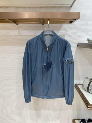 Prada Reversible Cotton Nylon Jacket Blue Grey