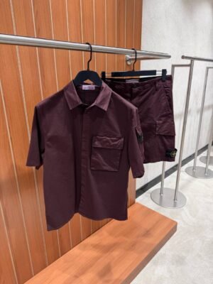 Stone Island Short Sleeve Summer Set Burgundy