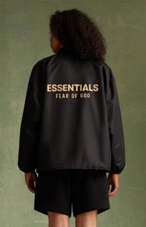 Essentials Fear Of God Coach Jacket Jet Black