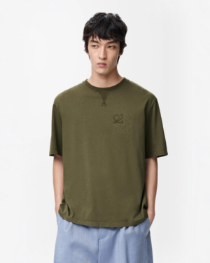 Loewe Embroidered Logo T-Shirt Khaki
