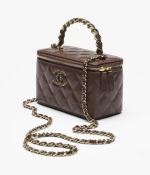 Chanel Long Vanity With Chain Dark Brown