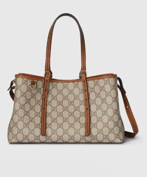 Gucci Emblem Medium Tote Bag Beige