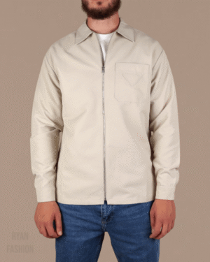 Prada Zipper Shirt Jacket Beige