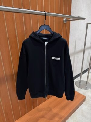 Jacquemus Gros Grain Zipped Hoodie Black