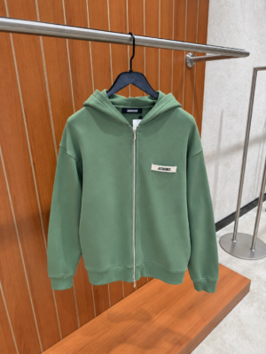 Jacquemus Gros Grain Zipped Hoodie Light Green