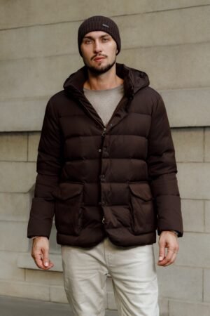 Loro Piana Clearwater Quilted Storm System Shell Hooded Down Jacket Brown