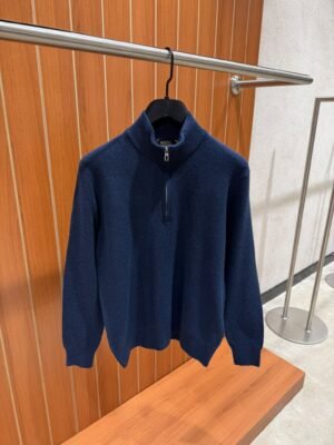Loro Piana Cashmere Half-Zip Sweater Navy