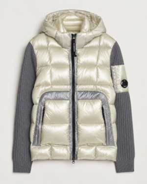 C.P. Company Merino Wool Padded Hybrid Hood Jacket White