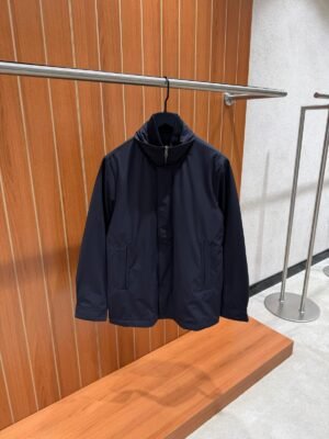 Zegna Dual Zipper Technical Jacket Navy Blue