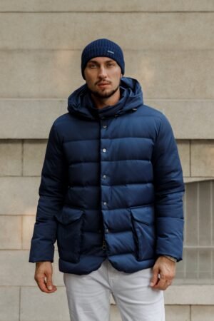 Loro Piana Clearwater Quilted Storm System Shell Hooded Down Jacket Blue