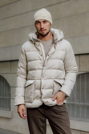 Loro Piana Clearwater Quilted Storm System Shell Hooded Down Jacket Beige